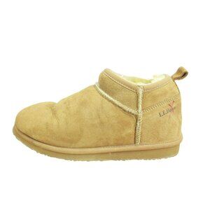LL Bean Brown Suede Wicked Good Shearling Lined Slipper Ankle Boots Size 8 M
